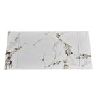 Tavolo allungabile 120x85 con piano in ceramica effetto marmo bianco e gambe nere Expandia