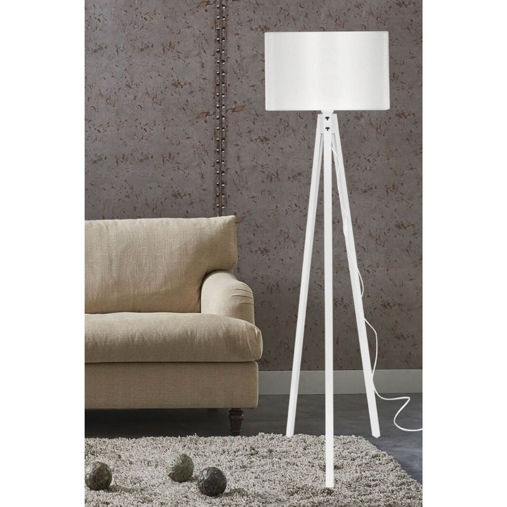 Lampadaire trépied en bois et abat-jour blanc - Rodi ASZ1233