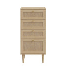 Cassettiera 4 cassetti in rovere con dettagli effetto Rattan 50.4x41.4x109H Livia