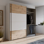 Armadio 2 ante scorrevoli rovere e bianco 170x61x210.5H Elio