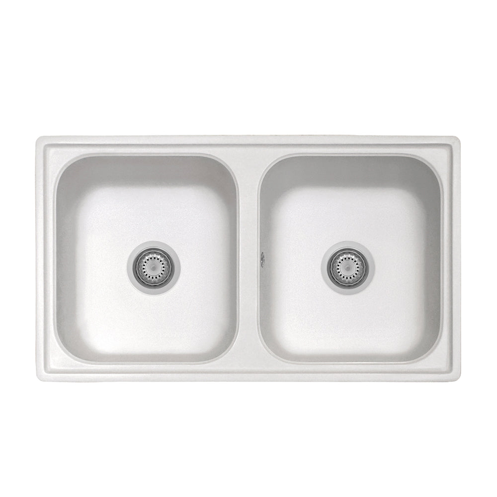 Évier double bac 86x50 couleur blanc Samet