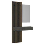 ENTRÉE ELOIS ANTHRACITE CHÊNE AVEC 3 PATTÈRES ET MIROIR