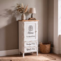Mobile multiuso shabby chic 1 anta 2 cassetti colore bianco e top rovere H 100 cm Breslavia