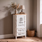 Mobile multiuso shabby chic 1 anta 2 cassetti colore bianco e top rovere H 100 cm Breslavia
