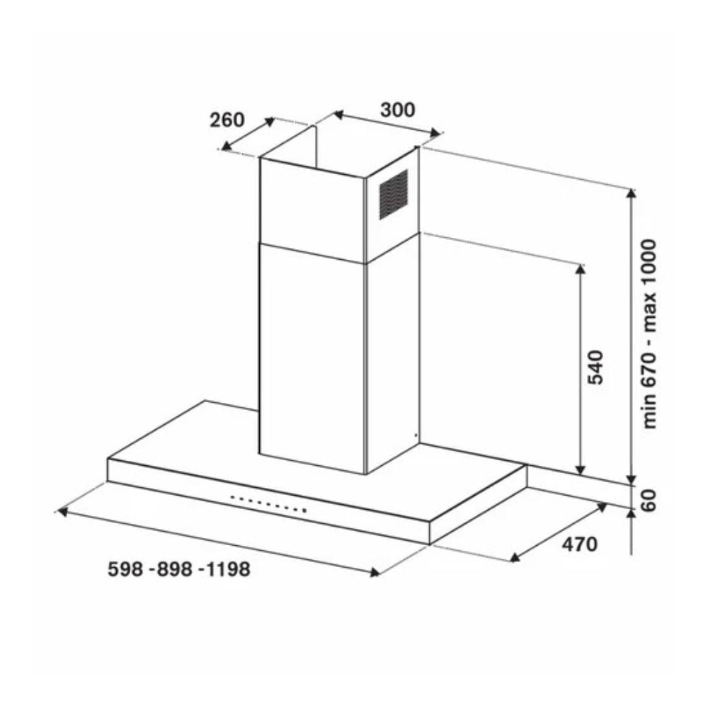 Cappa parete KT90PRO1XA 90 cm 1 motore 3 velocità inox classe A+ Bertazzoni
