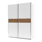 Armadio due ante scorrevoli colore bianco e inserti rovere 150x58,1x204,5H Metropol