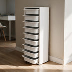 Mobile multiuso 45,5x119h cm con nove ceste contenitori colore bianco - Zola