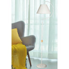 Lampadaire 158cm sur pied avec abat-jour en tissu blanc