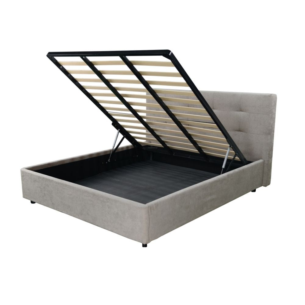 Letto una piazza e mezza con contenitore Ascoli 142x210x110H tessuto Enjoy colore tortora