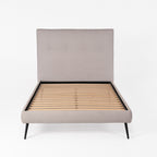 Letto una piazza e mezza con rete inclusa in tessuto colore grigio chiaro Stiletto
