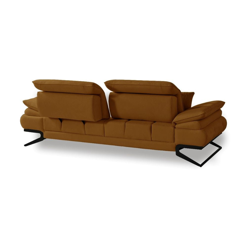 3-Sitzer-Sofa mit Kipplehnen und verstellbaren Kopfstützen, Farbe Karamell - Mary