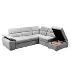 Divano letto angolare reversibile con pouf contenitore grigio chiaro Capri