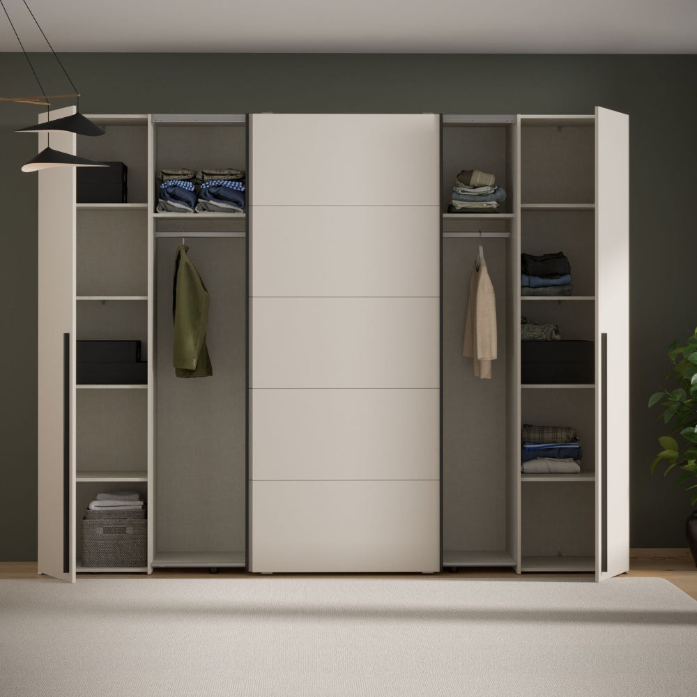 Armadio 2 ante scorrevoli e 2 battenti cashmere 270x61x210 Callia