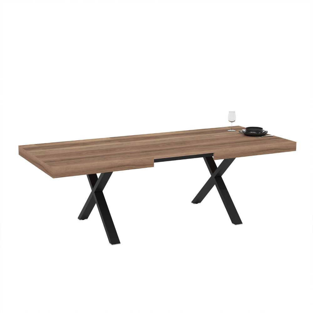 Ausziehtisch mit Eiche-MDF-Platte und schwarzen Beinen 180x100x76H England