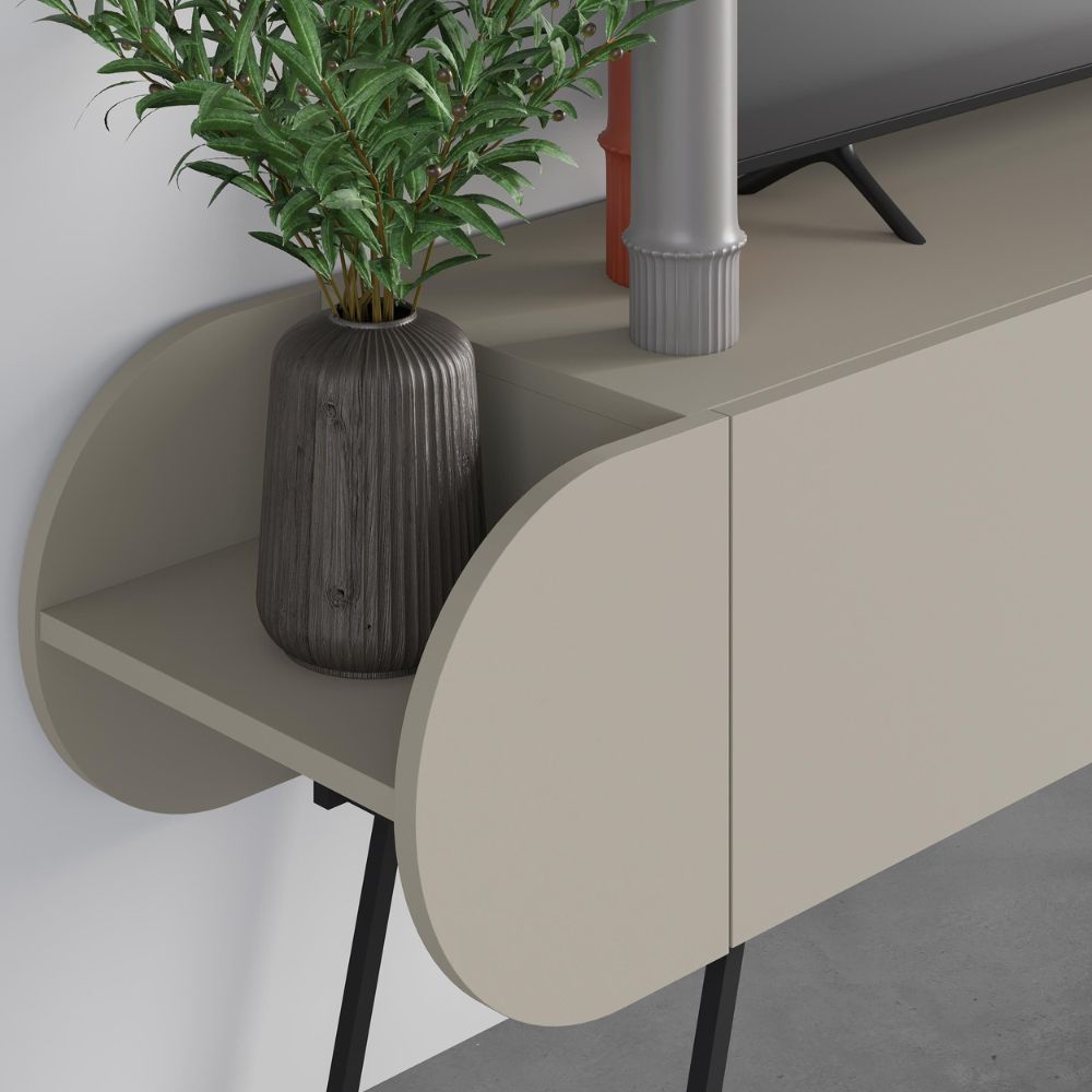Mobile porta tv due ante a ribalta e ripiani laterali colore cashmere 195 cm Capsule