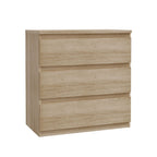 Cassettiera 3 cassetti colore rovere 77.2x42.2x80H Morgan
