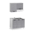 Cuisine monobloc complète couleur ciment 120 cm - Sara