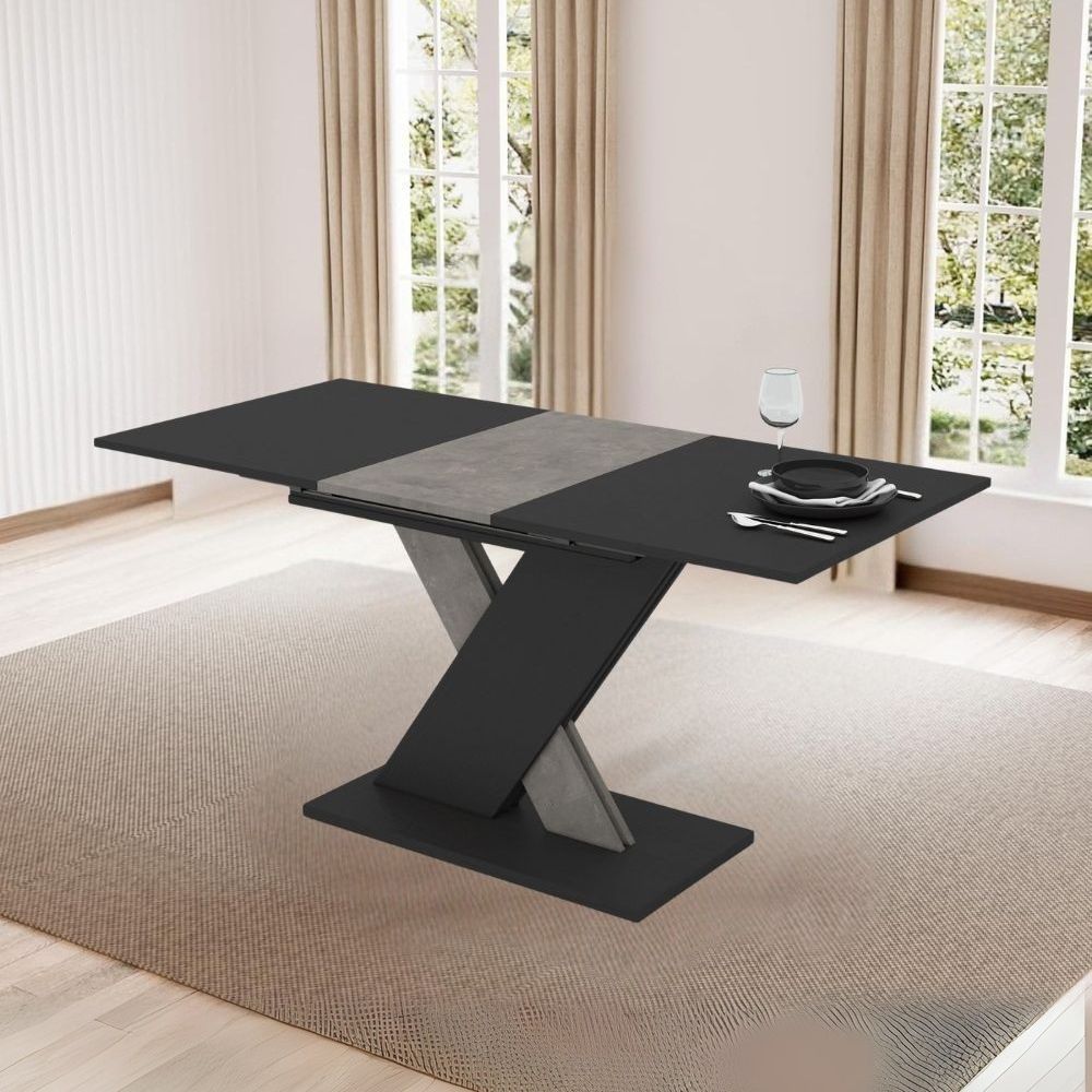 Tavolo allungabile colore nero con dettaglio cemento 120x75 cm Axi