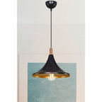 Lampada a sospensione 70h cm colore nero e oro Kano