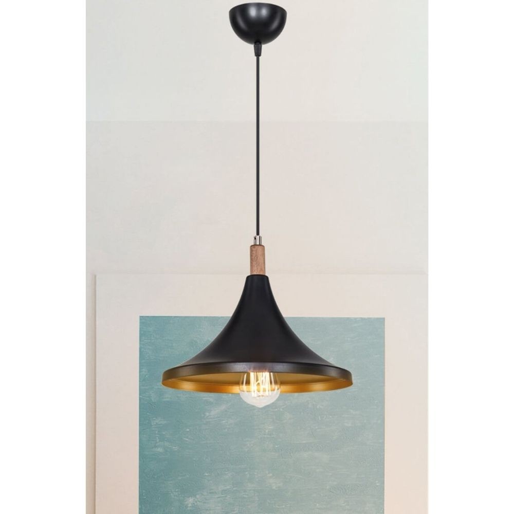 Lampada a sospensione 70h cm colore nero e oro Kano