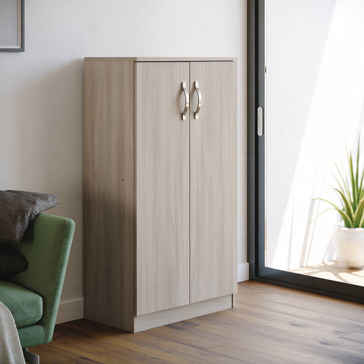 Schuhschrank mit 2 Türen und 3 Einlegeböden, Farbe Ulme, 71x130H cm - Gabriella