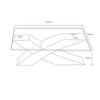 Tavolino da salotto piano in vetro e base rovere a incrocio 110x60x45H Shiva