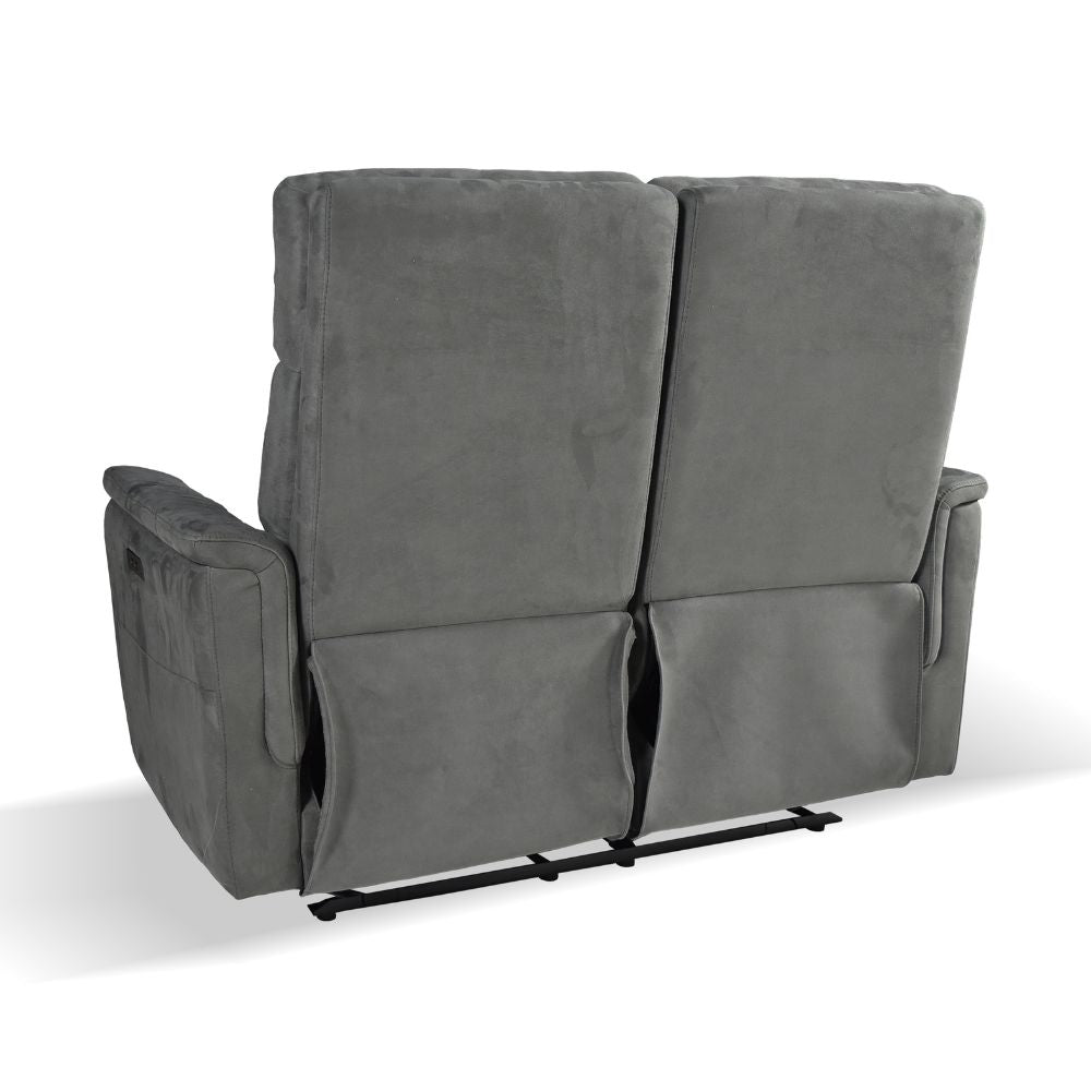 Canapé 2 places avec relax électriques en tissu gris - Faber