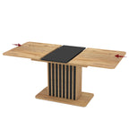 Tavolo allungabile rovere con allunga nera e struttura centrale con listelli 130x85x75H Kadi