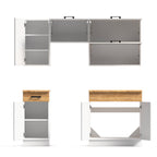 Cucina monoblocco 180 cm senza elettrodomestici colore bianco e rovere Nina