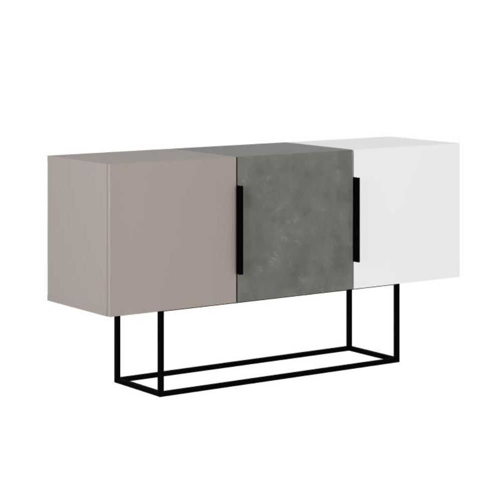 Madia con 3 ante colore tortora e cemento e bianco 150 cm - Tontini