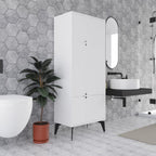 Meuble armoire multi-usages à 4 portes coloris blanc 60x35.6x151H cm - Spotik
