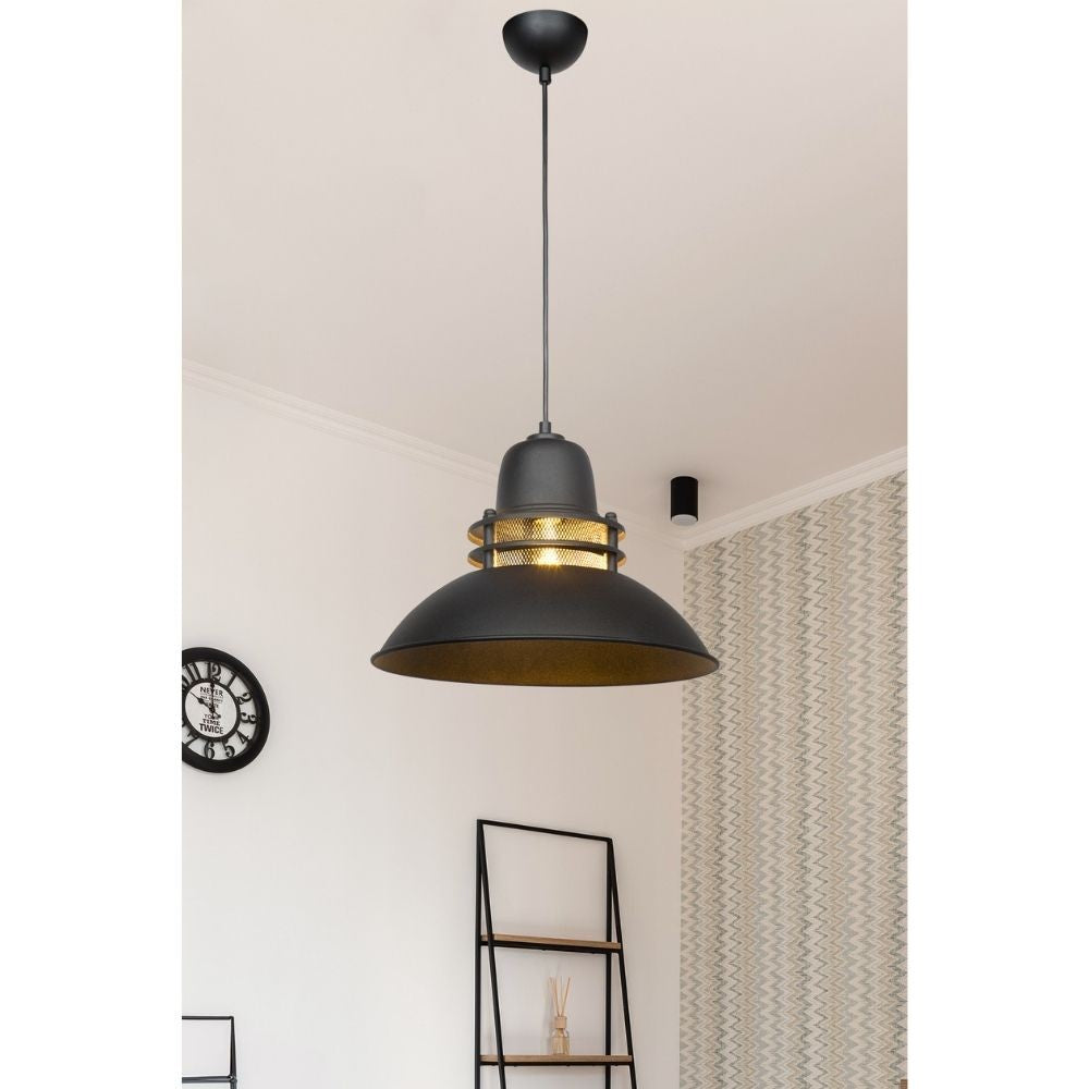 Lampada a sospensione 95h colore nero stile industriale Tibet