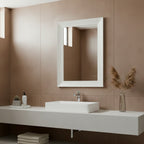 Specchiera rettangolare con cornice quercia bianco 102x65 cm. Loto