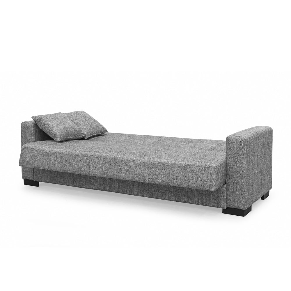 Canapé convertible 3 places coffre tissu gris 225 cm - Malpensa