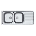 Lavello a due vasche in acciaio inox con gocciolatoio destro 116x50 cm - SA138