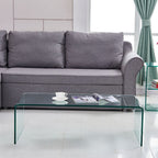 Tavolino da salotto rettangolare in vetro curvato 110x35H cm - Cedro