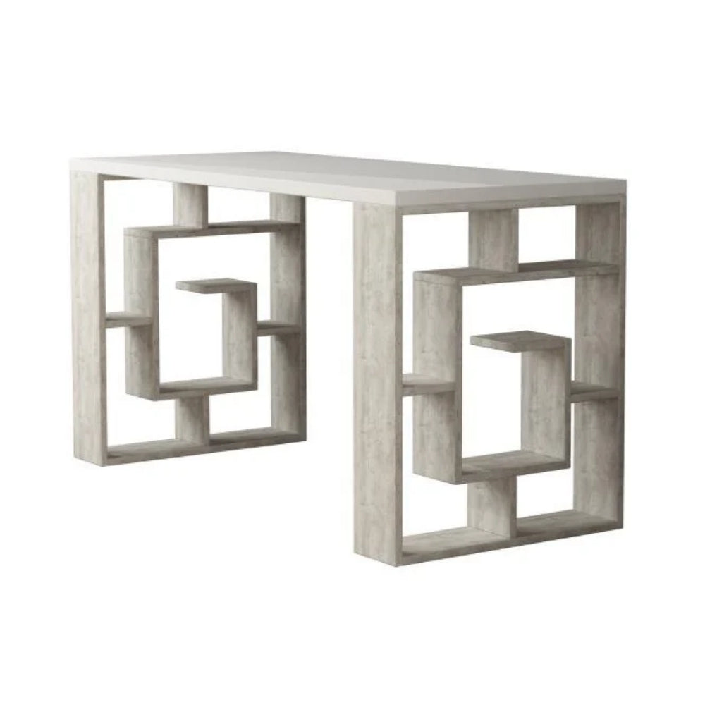 Schreibtisch weiß mit Vintage-Labyrinthbeinen weiß 140x60 cm - Labirent