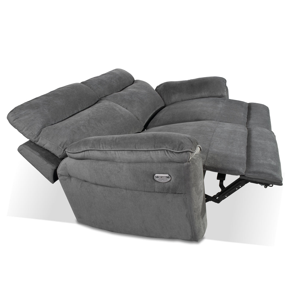 3-Sitzer-Sofa mit elektrischer Relaxfunktion, Stoff Grau - Boston
