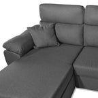 Divano con penisola contenitore rivestito in tessuto colore grigio - Como II