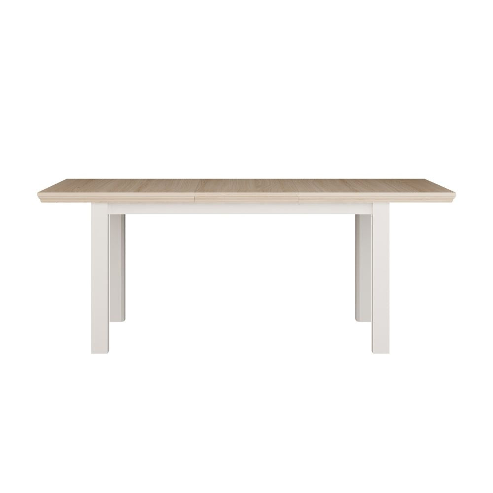 TBLT7127-Q245 AUSZIEHBARER TISCH ESSENZA GESTELL WEISS MIT PLATTE EICHE