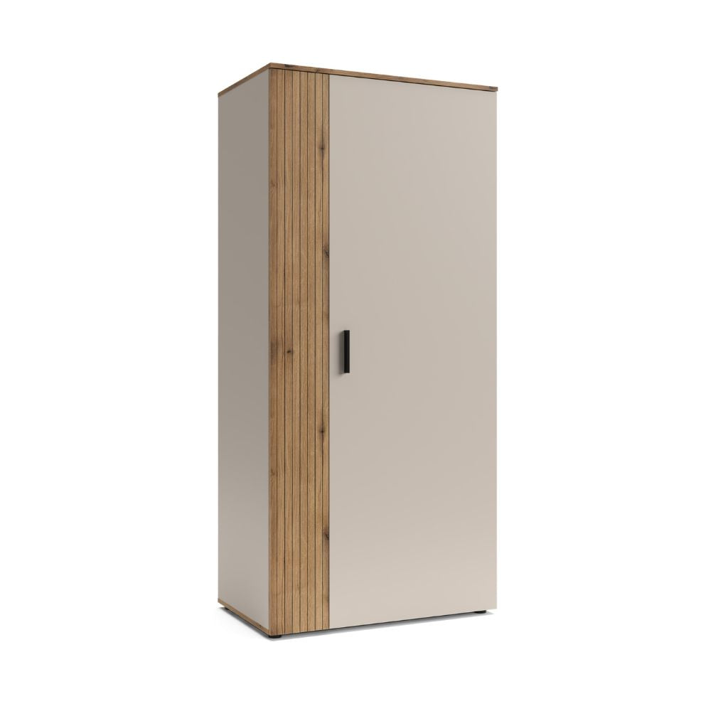Armadio 2 ante in cashmere e listelli verticali rovere evoque 90x55x195 Frezo08