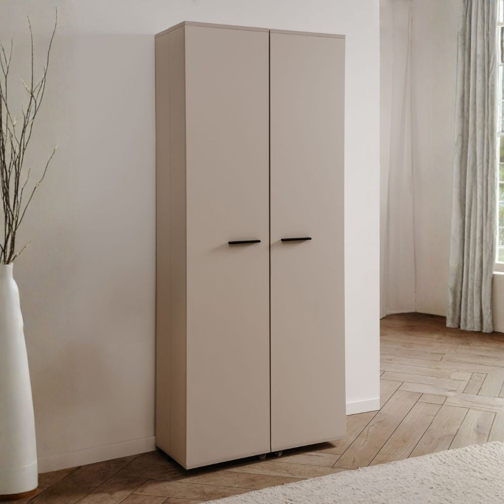 Meuble à chaussures 2 portes avec compartiments coloris cachemire 74x181H cm - Magika