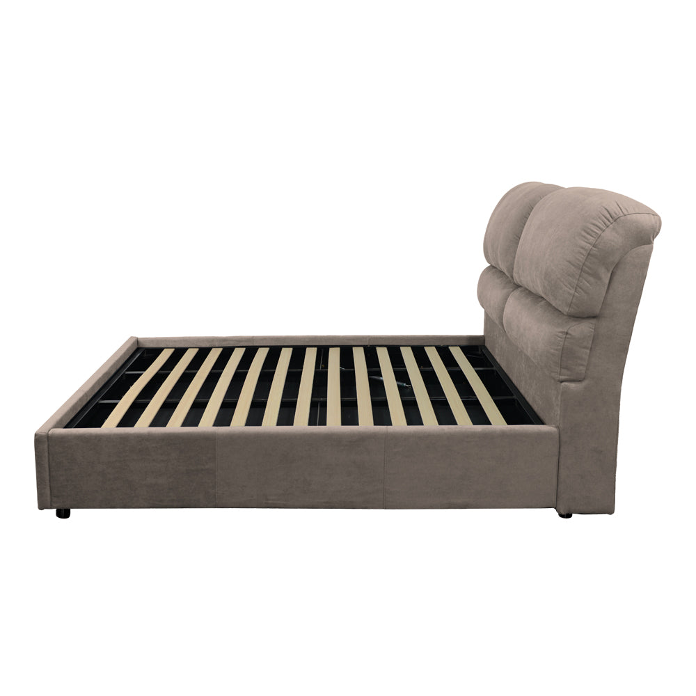 Letto matrimoniale con contenitore in tessuto colore tortora - Sofaback