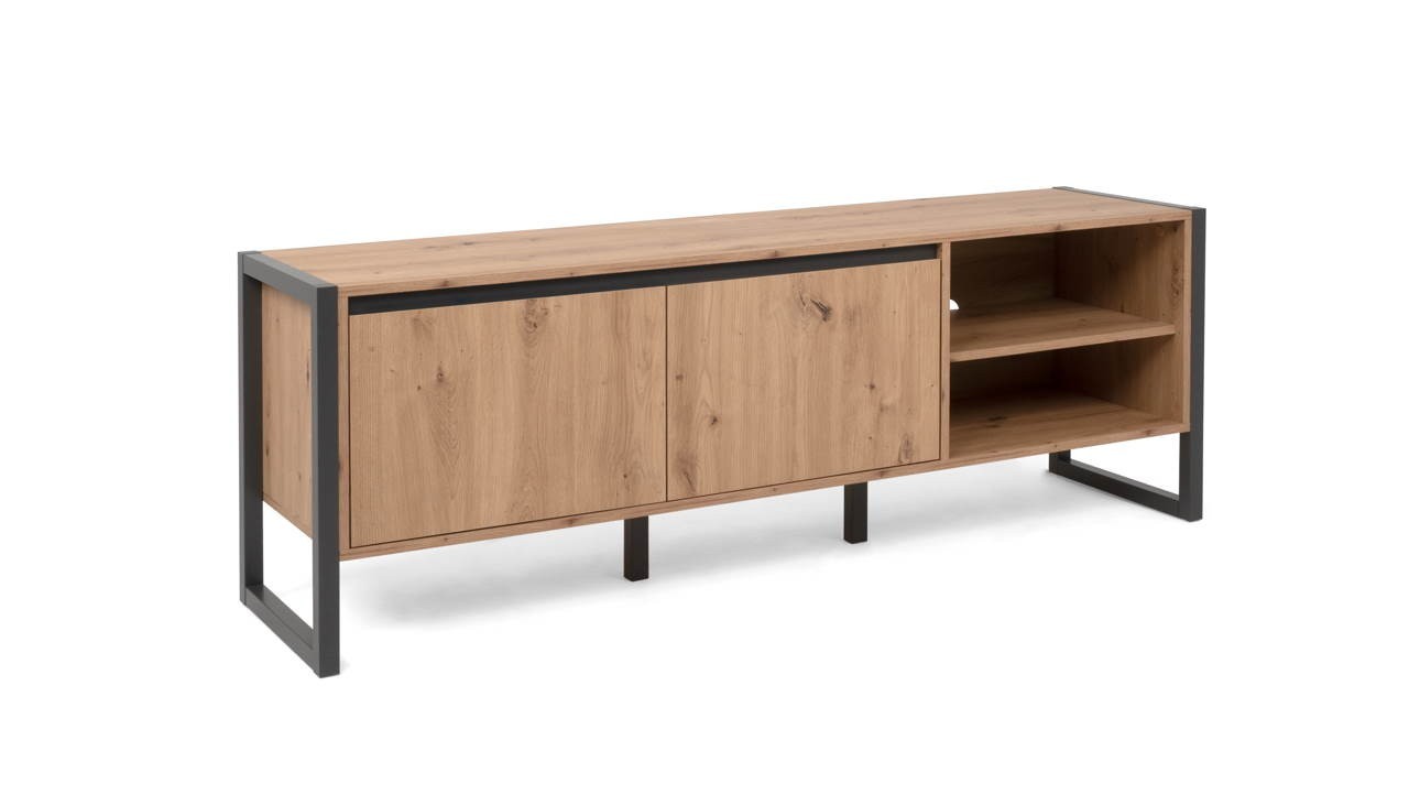 Mobile porta TV 160x55h cm colore quercia e antracite - Denver 54