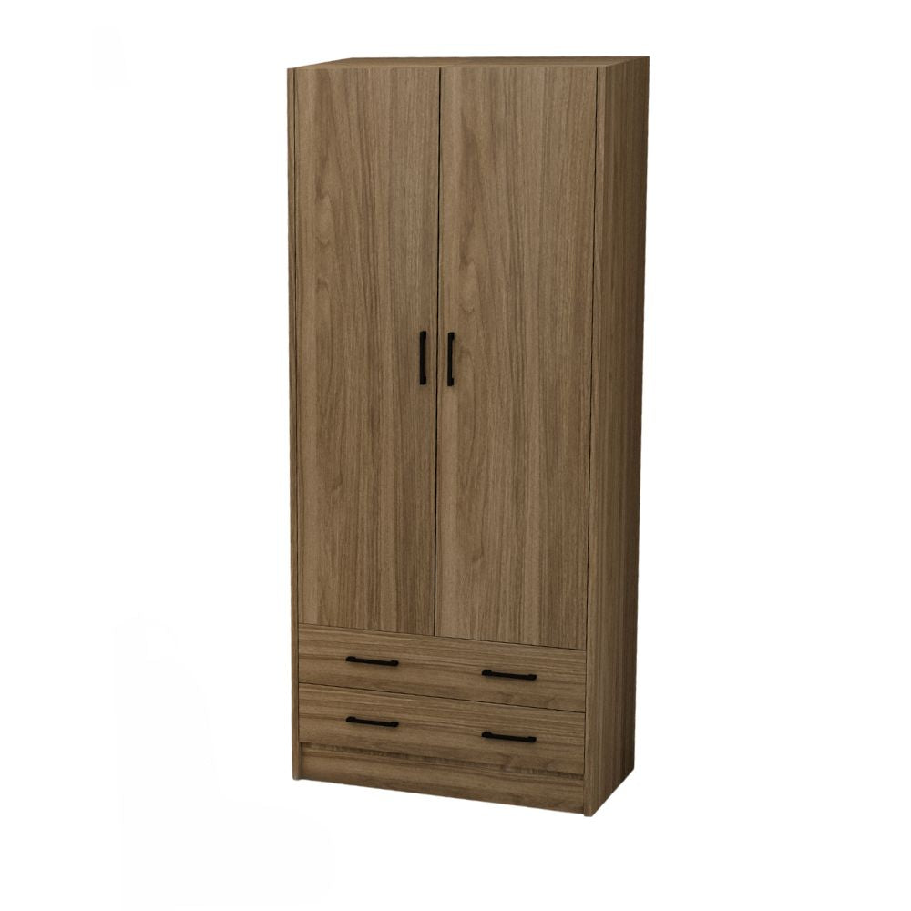 Armadio con due ante e cassetti colore noce naturale 91x52x210H cm - ARM290C
