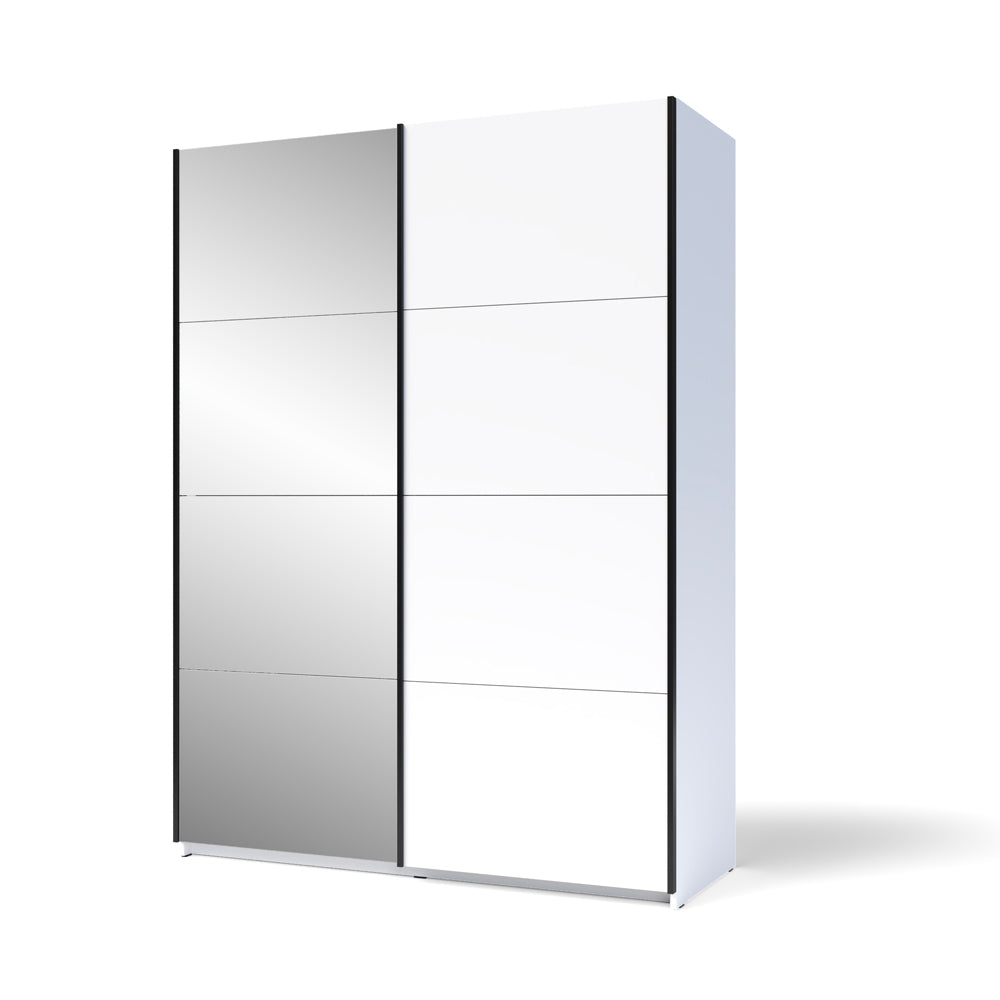 Armadio 2 ante scorrevoli con specchio 150x58x205H colore bianco Zegna