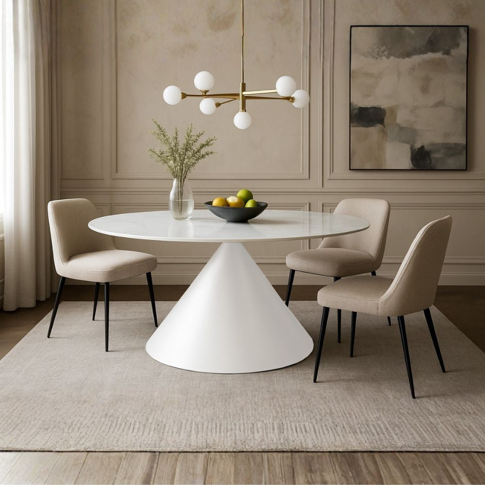 Tavolo ovale con piano effetto marmo bianco 200x100x76H Punto