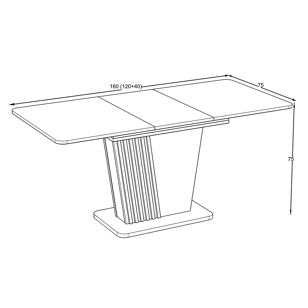 Tavolo allungabile con piano e base cemento e struttura portante in rovere con dettaglio listellare 120x75x75H Luna