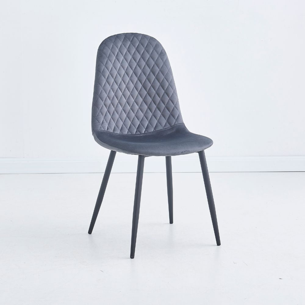 Lot de 4 chaises rembourrées Bretta avec dossier capitonné en velours gris