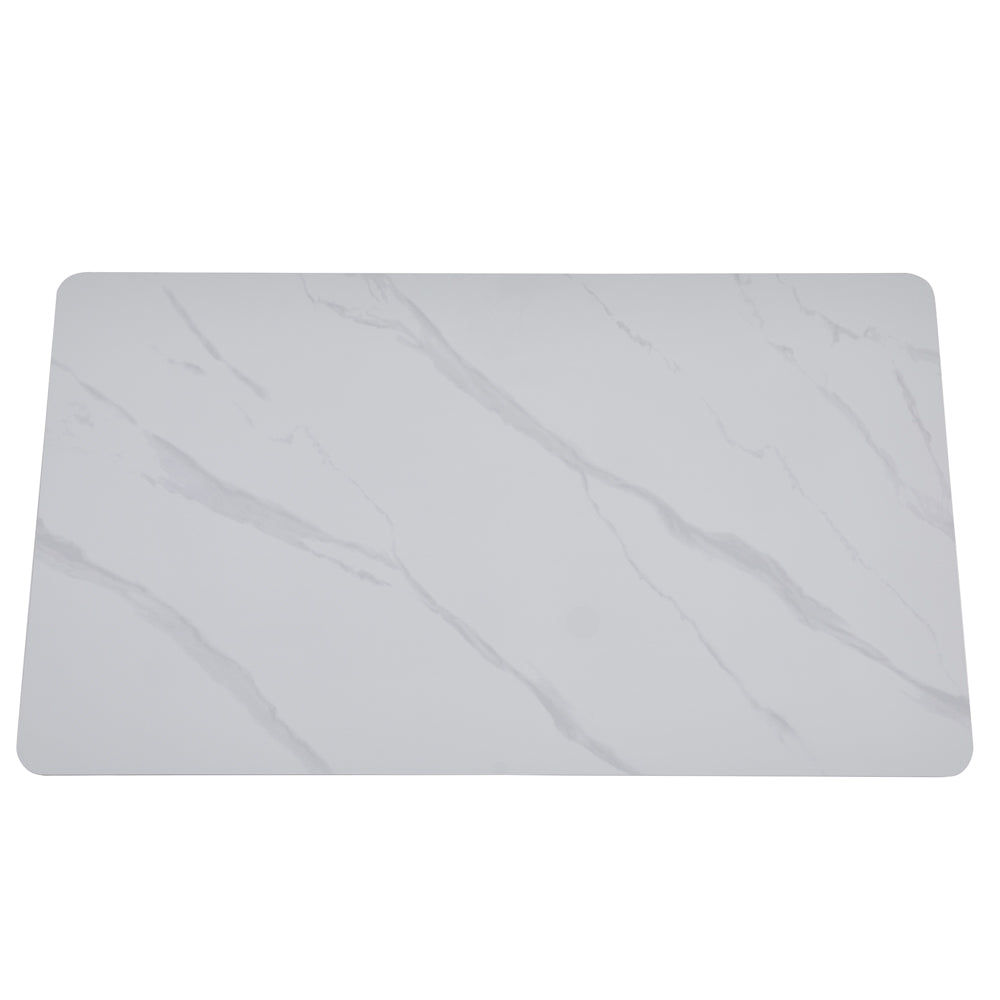 Tavolo rettangolare con piano in ceramica bianco lucido e struttura nera Megalit